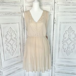 Forever 21 Contemporary Cream Pleated Dress